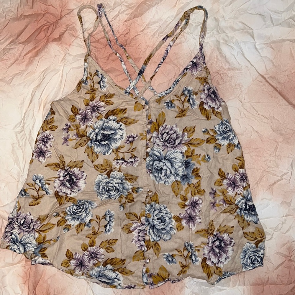 American Eagle Yellow Floral Top